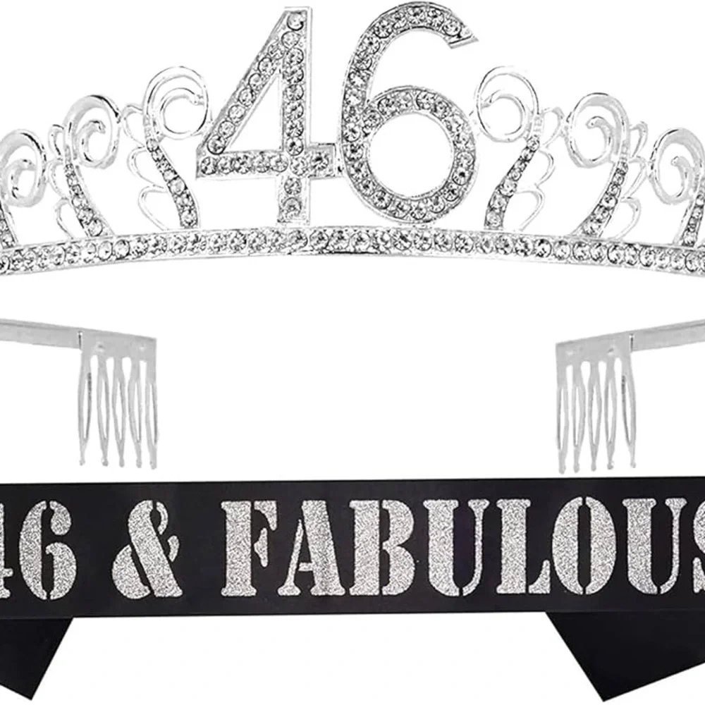 Silver Rhinestone Tiara and Sash Set